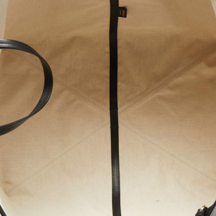 Pre Owned Burberry Black Floral Print Coated Canvas XL Beach Tote