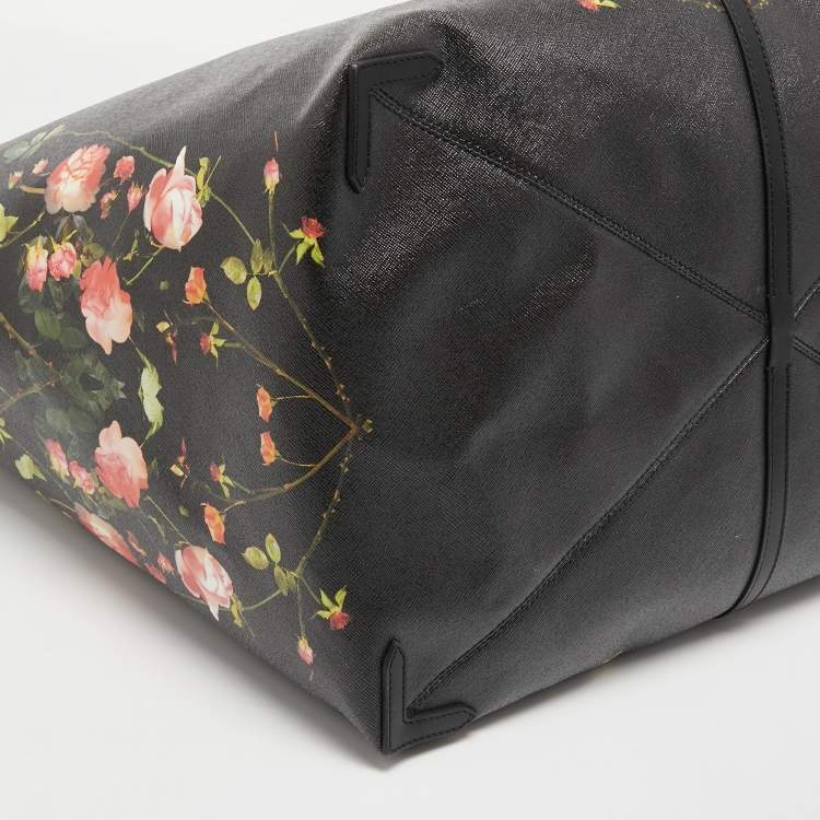 Pre Owned Burberry Black Floral Print Coated Canvas XL Beach Tote
