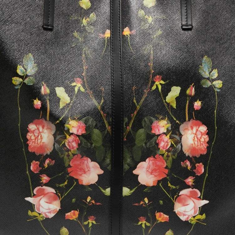 Pre Owned Burberry Black Floral Print Coated Canvas XL Beach Tote