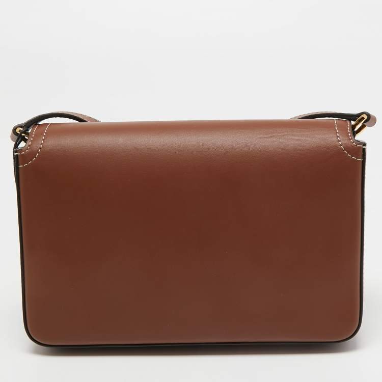 Pre Owned Burberry Tan Leather Hampshire Crossbody Bag