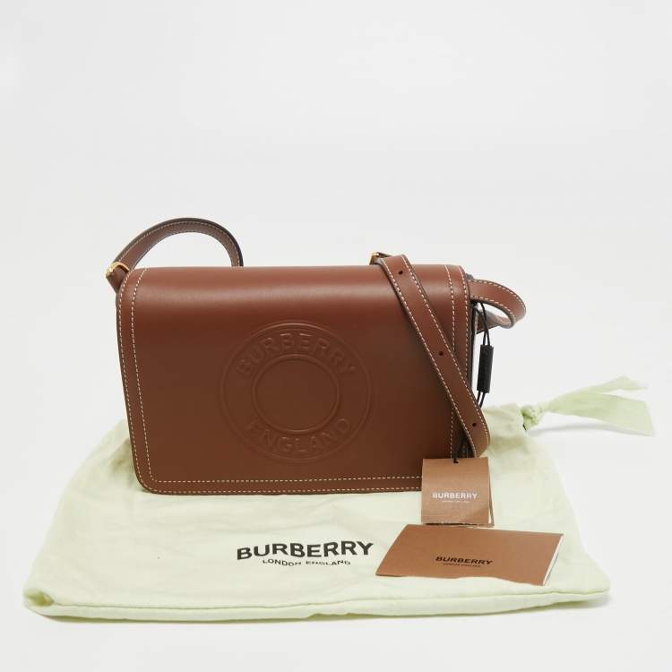Pre Owned Burberry Tan Leather Hampshire Crossbody Bag