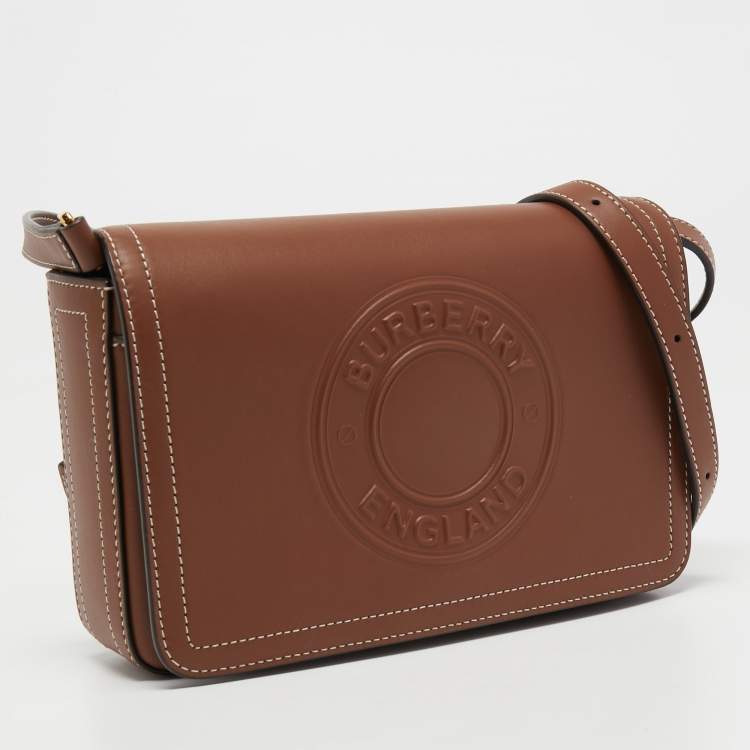 Pre Owned Burberry Tan Leather Hampshire Crossbody Bag