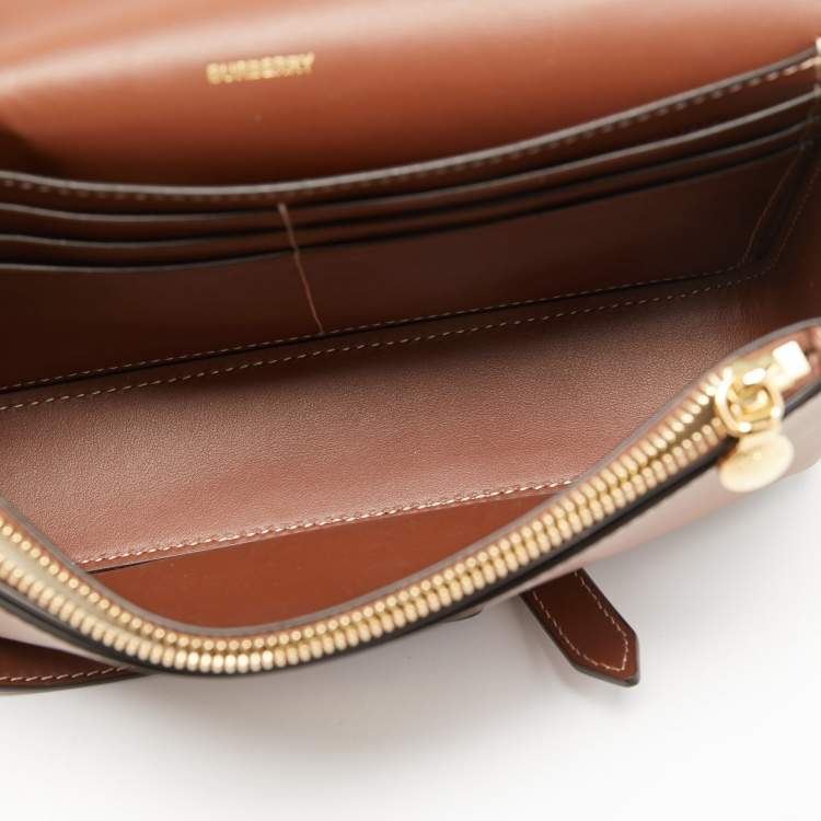 Pre Owned Burberry Tan Leather Hampshire Crossbody Bag