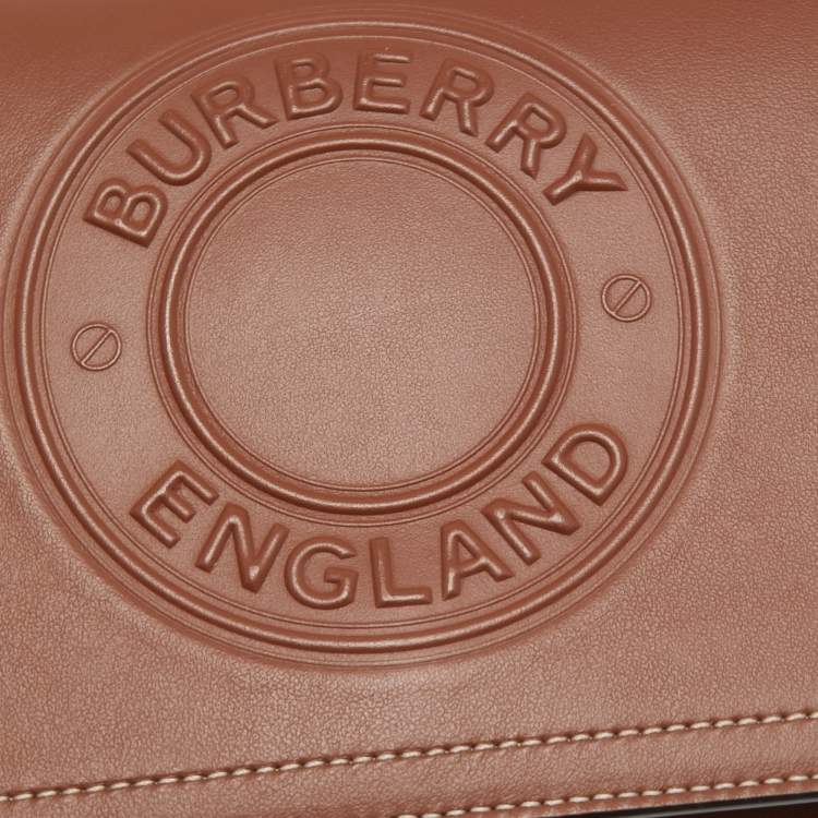 Pre Owned Burberry Tan Leather Hampshire Crossbody Bag