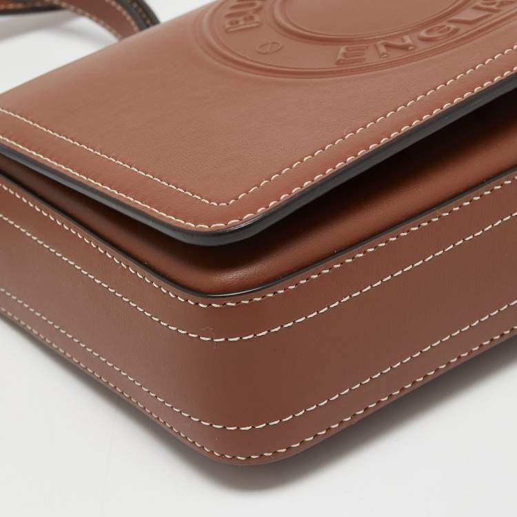 Pre Owned Burberry Tan Leather Hampshire Crossbody Bag