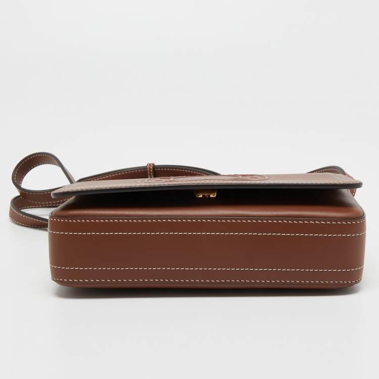 Pre Owned Burberry Tan Leather Hampshire Crossbody Bag