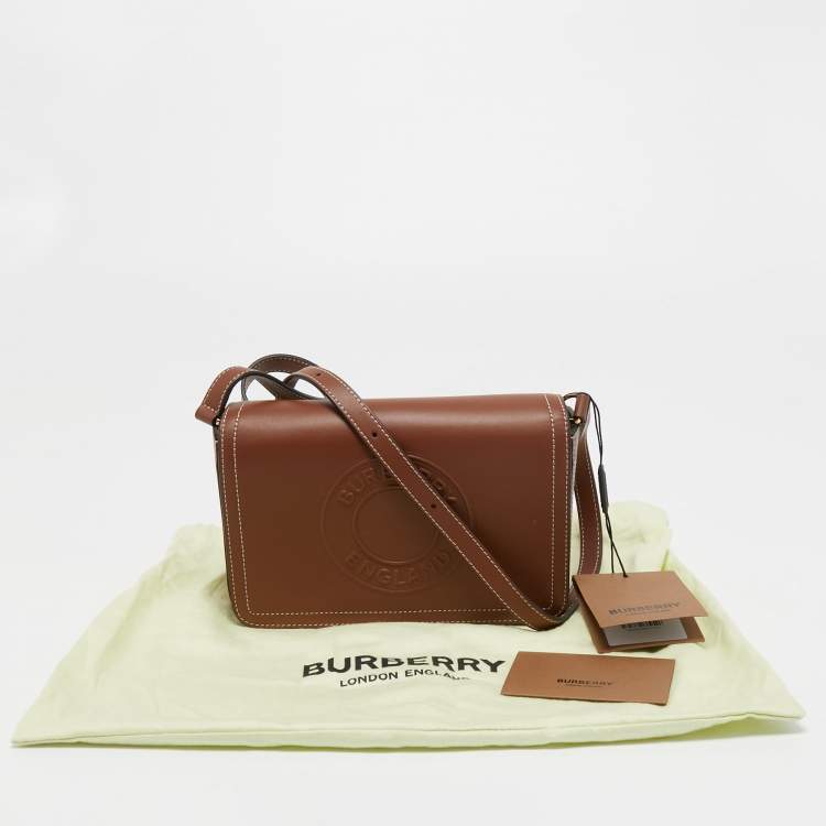 Pre Owned Burberry Tan Leather Hampshire Crossbody Bag