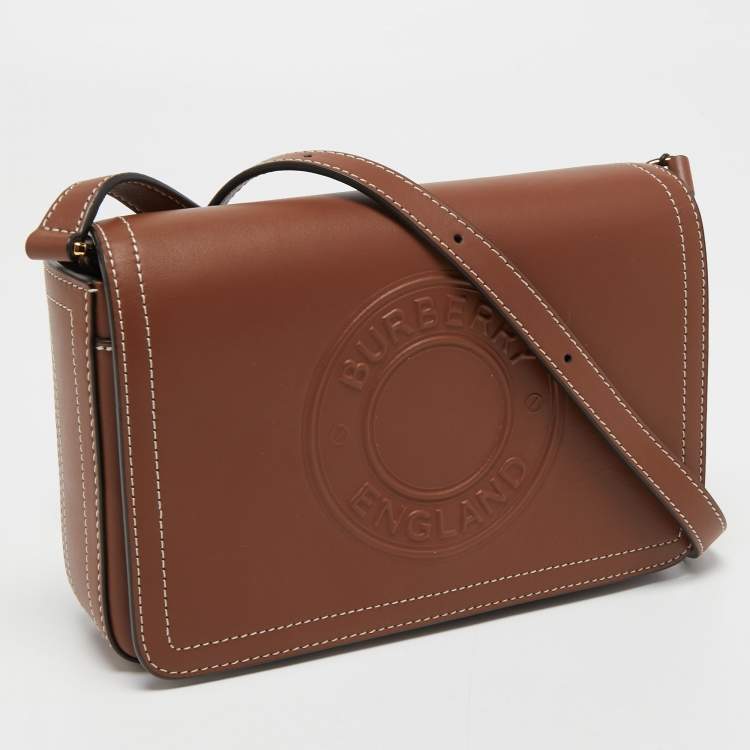 Pre Owned Burberry Tan Leather Hampshire Crossbody Bag