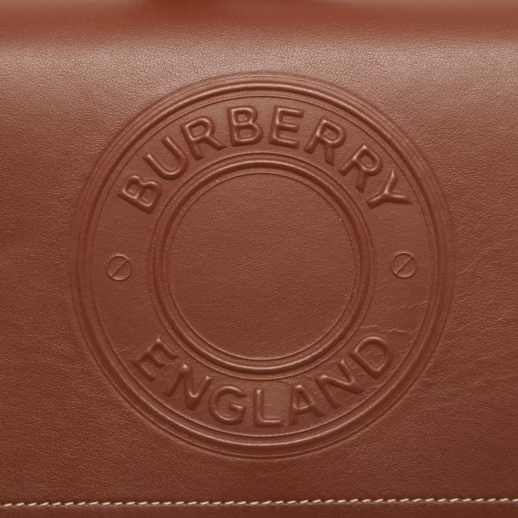 Pre Owned Burberry Tan Leather Hampshire Crossbody Bag