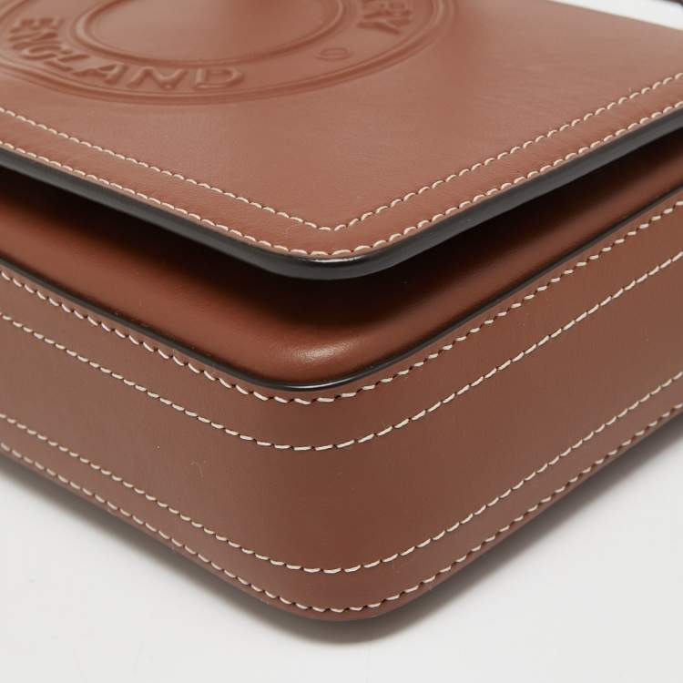 Pre Owned Burberry Tan Leather Hampshire Crossbody Bag