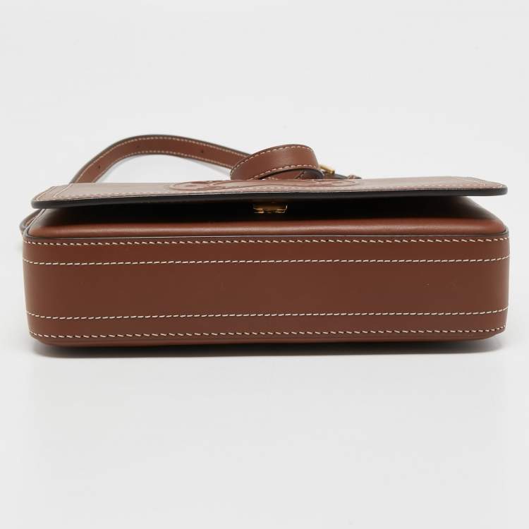 Pre Owned Burberry Tan Leather Hampshire Crossbody Bag