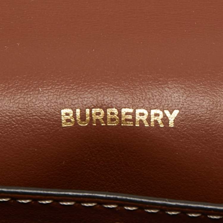 Pre Owned Burberry Tan Leather Hampshire Crossbody Bag