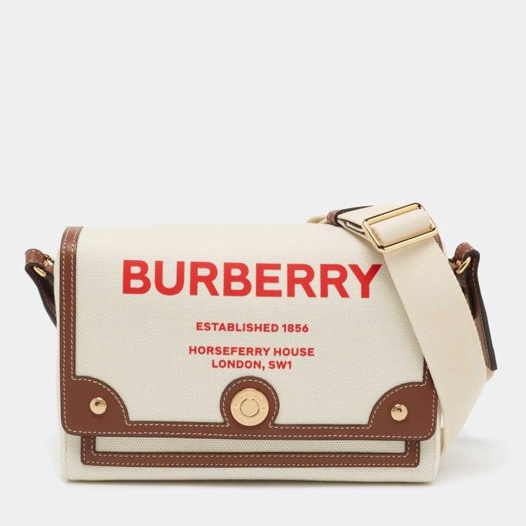 Burberry Beige/Tan Canvas and Leather Medium Note Crossbody Bag Burberry |  TLC