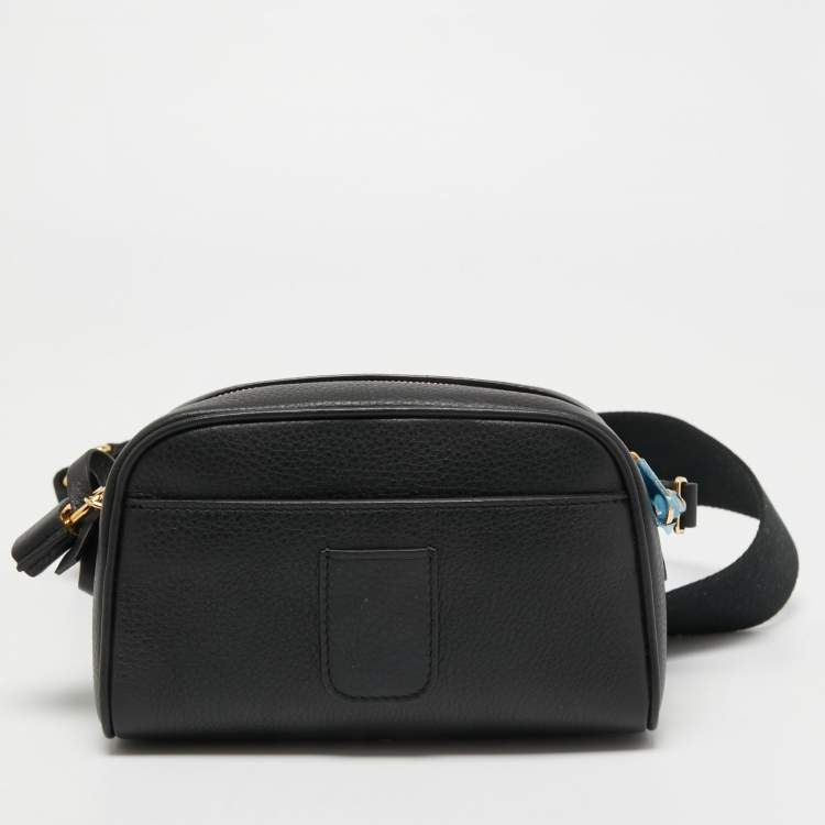 Pre Owned Burberry Black Leather Small Cube Zip Crossbody Bag