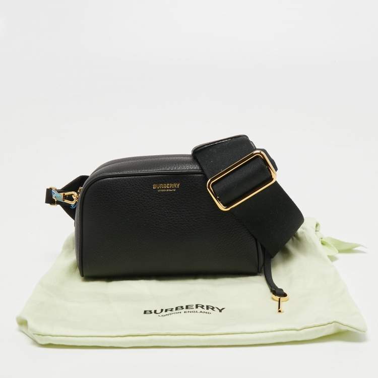 Pre Owned Burberry Black Leather Small Cube Zip Crossbody Bag