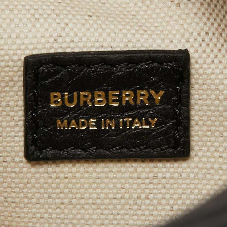 Pre Owned Burberry Black Leather Small Cube Zip Crossbody Bag