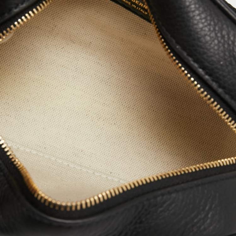 Pre Owned Burberry Black Leather Small Cube Zip Crossbody Bag