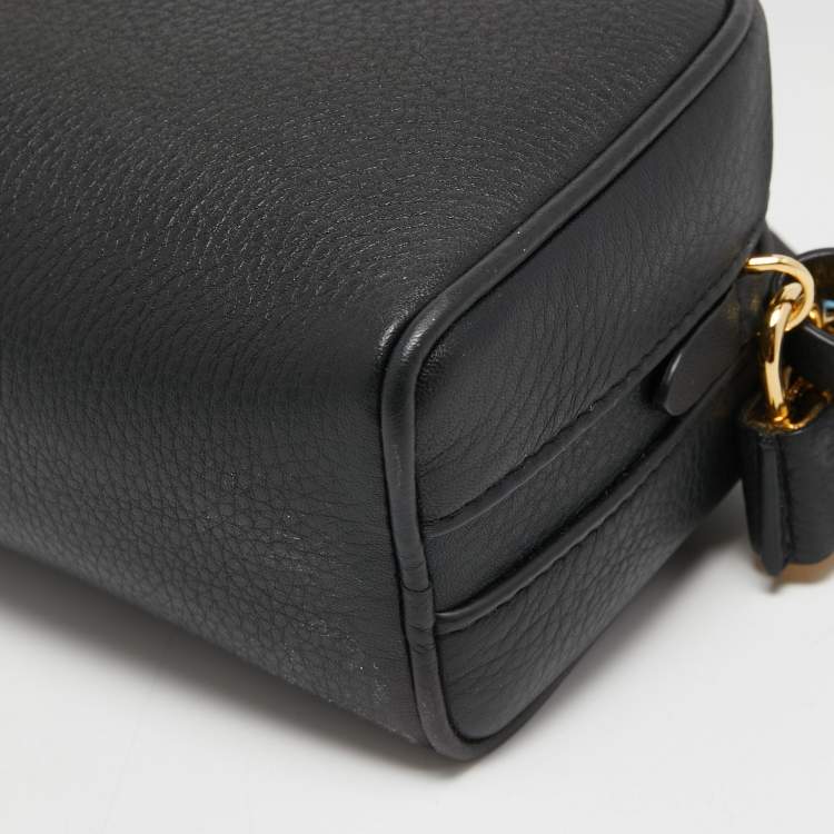 Pre Owned Burberry Black Leather Small Cube Zip Crossbody Bag