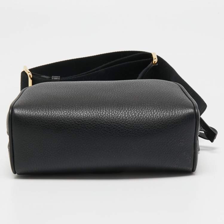 Pre Owned Burberry Black Leather Small Cube Zip Crossbody Bag
