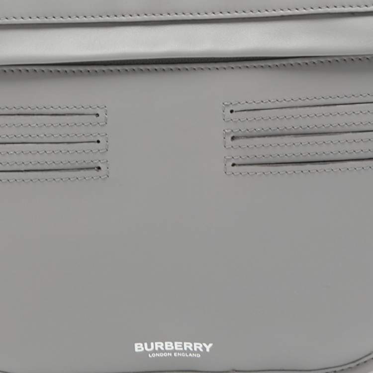 Pre Owned Burberry Grey Leather Brummell Belt Bag