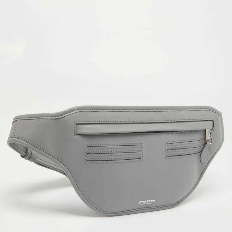 Pre Owned Burberry Grey Leather Brummell Belt Bag
