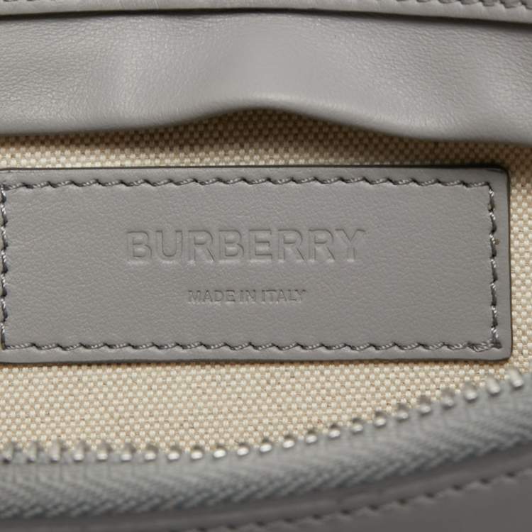 Pre Owned Burberry Grey Leather Brummell Belt Bag