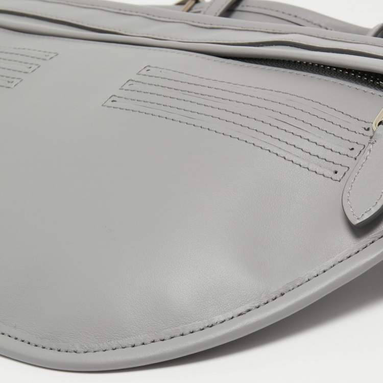 Pre Owned Burberry Grey Leather Brummell Belt Bag