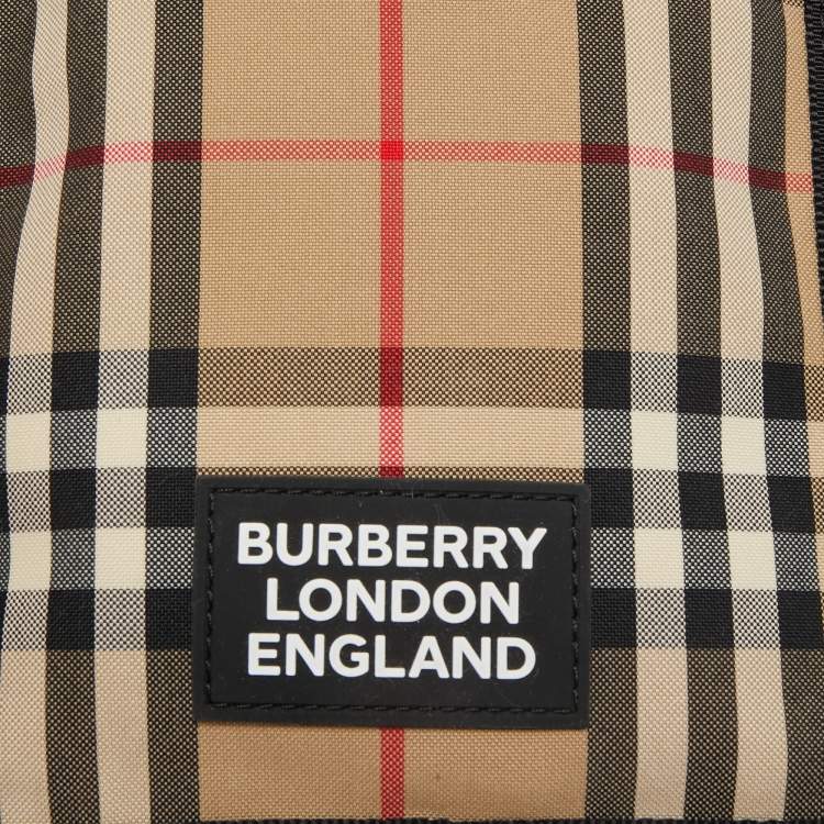 Pre Owned Burberry Beige/Black Vintage Check Phone Crossbody Bag