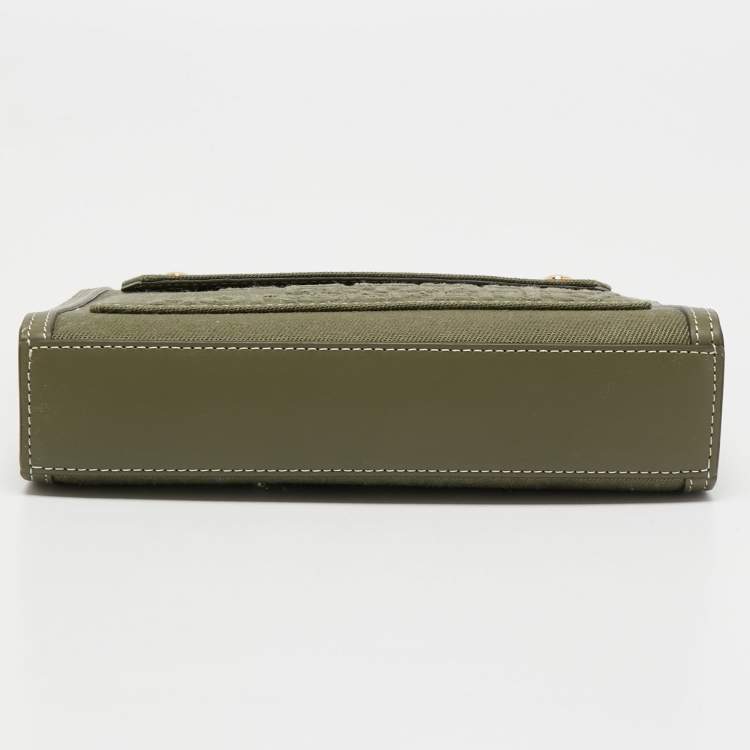 Pre Owned Burberry Olive Green Canvas and Leather Mini Pocket Bag