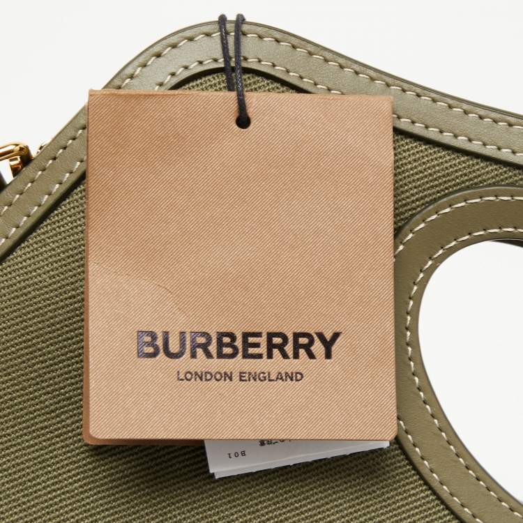 Pre Owned Burberry Olive Green Canvas and Leather Mini Pocket Bag