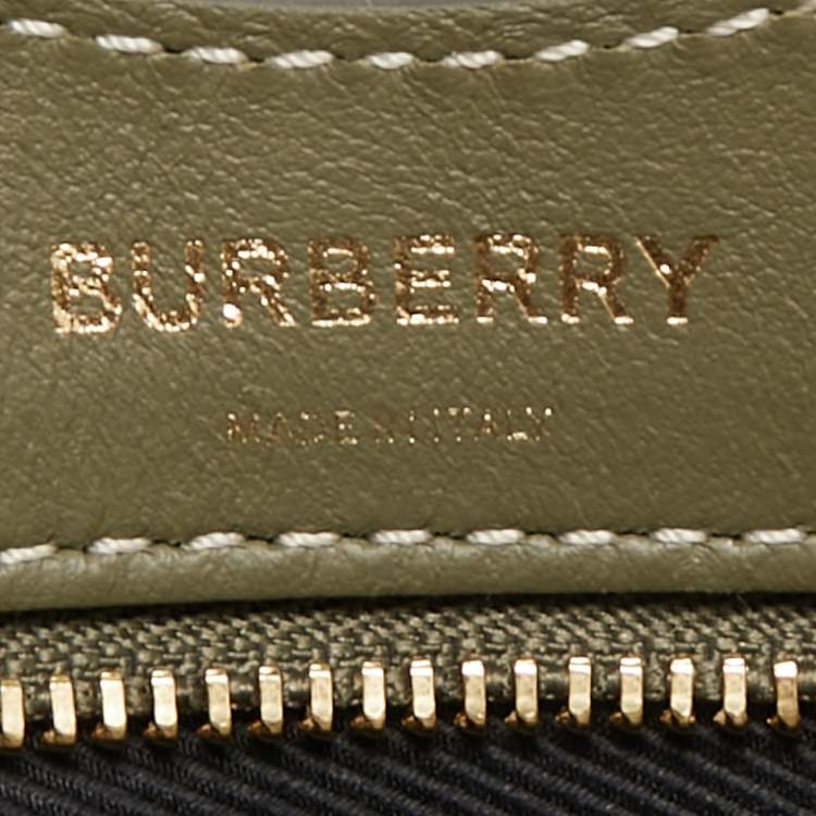 Pre Owned Burberry Olive Green Canvas and Leather Mini Pocket Bag