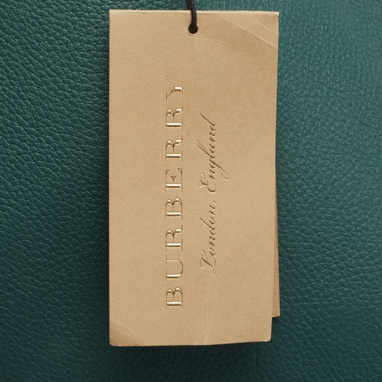 Pre Owned Burberry Black/Green Leather Large Zip Clutch