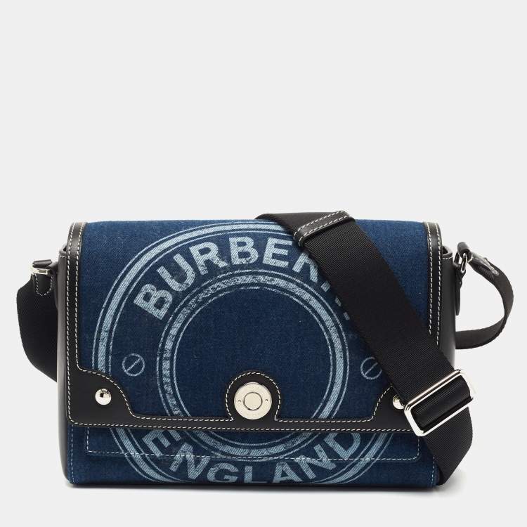 Burberry Blue/Black Denim and Leather Medium Note Crossbody Bag Burberry |  TLC