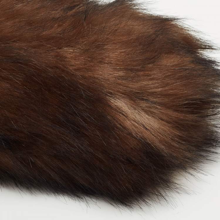 Pre Owned Burberry Brown Faux Fur Micro Lola Shoulder Bag