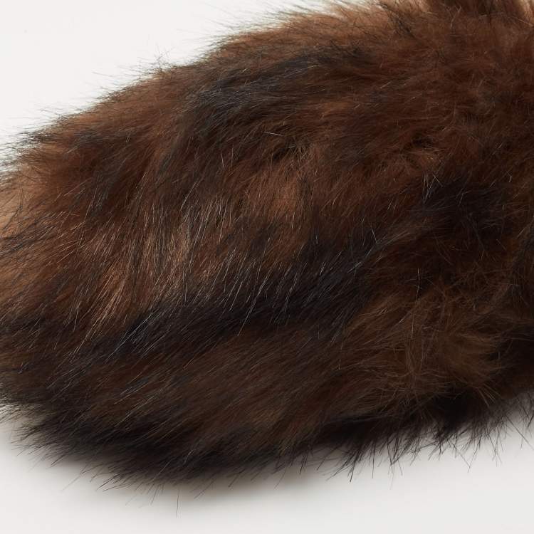 Pre Owned Burberry Brown Faux Fur Micro Lola Shoulder Bag