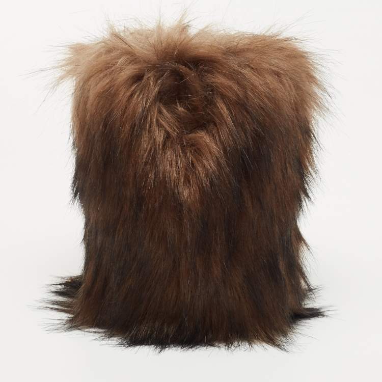Pre Owned Burberry Brown Faux Fur Micro Lola Shoulder Bag