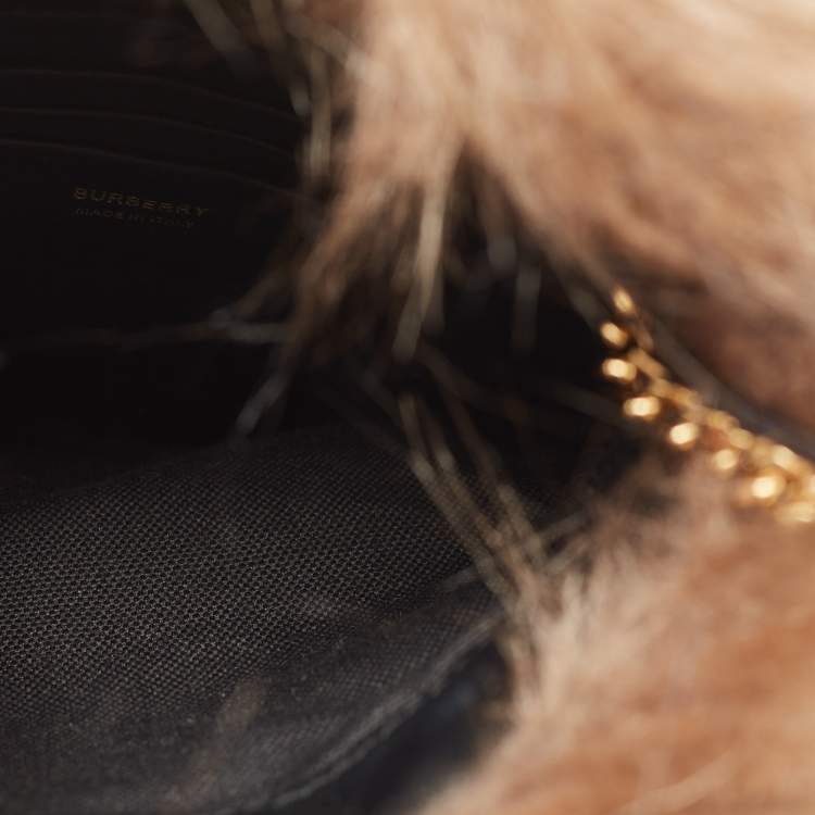 Pre Owned Burberry Brown Faux Fur Micro Lola Shoulder Bag