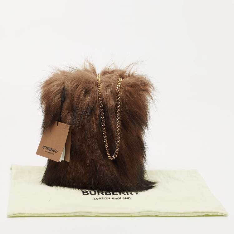 Pre Owned Burberry Brown Faux Fur Micro Lola Shoulder Bag