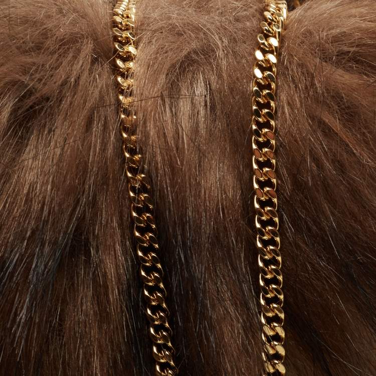 Pre Owned Burberry Brown Faux Fur Micro Lola Shoulder Bag
