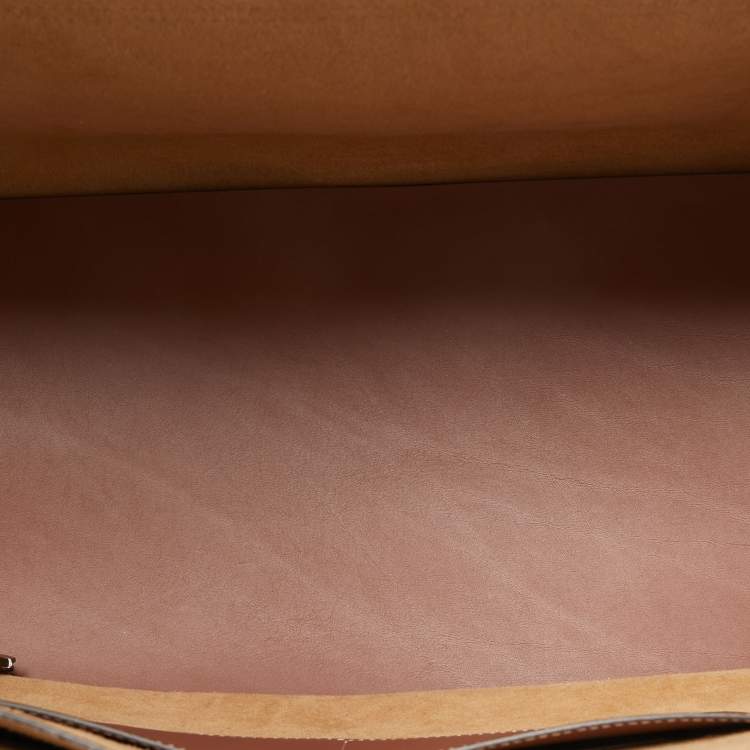 Pre Owned Burberry Tan Leather Medium Soft Pocket Tote