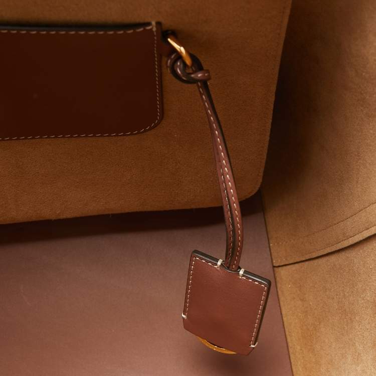 Pre Owned Burberry Tan Leather Medium Soft Pocket Tote
