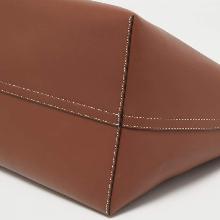 Pre Owned Burberry Tan Leather Medium Soft Pocket Tote