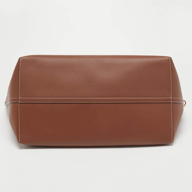 Pre Owned Burberry Tan Leather Medium Soft Pocket Tote