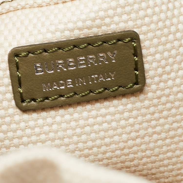 Pre Owned Burberry Green Camouflage Coated and Canvas Phoebe Drawstring Pouch