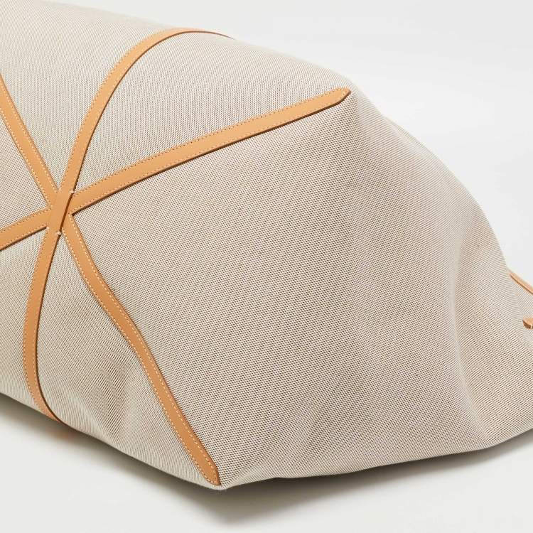 Pre Owned Burberry Beige Canvas and Leather XL Beach Tote