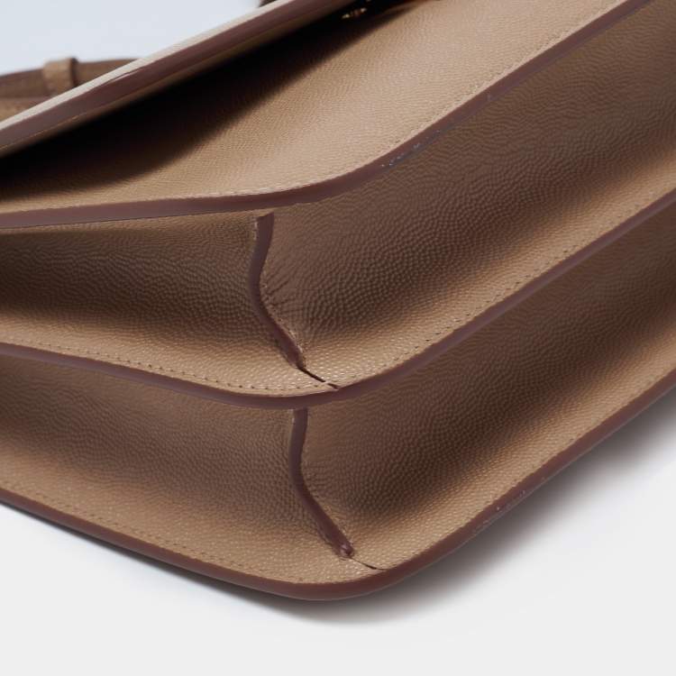 Pre Owned Burberry Beige Grain Leather Medium TB Shoulder Bag