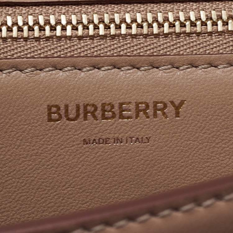 Pre Owned Burberry Beige Grain Leather Medium TB Shoulder Bag