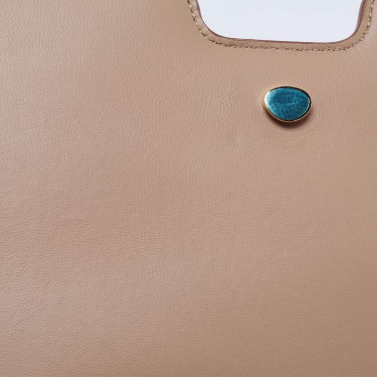 Pre Owned Burberry Beige Grain Leather Medium TB Shoulder Bag