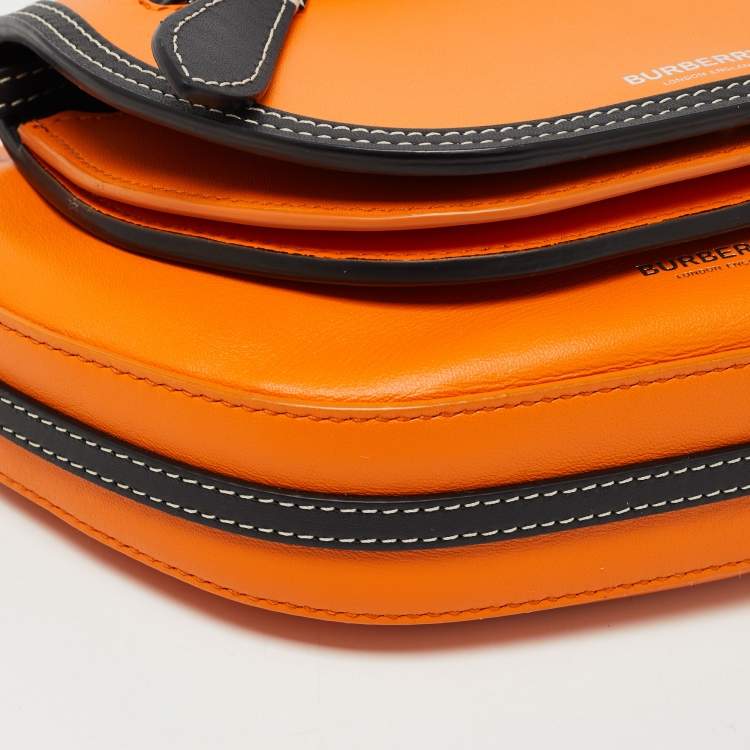Pre Owned Burberry Orange/Black Leather Mini Double Olympia Bag