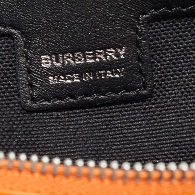 Pre Owned Burberry Orange/Black Leather Mini Double Olympia Bag
